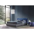 Podwójne łóżko z tapicerowanym pudełkiem z tkaniny Corolle firmy Bolzan Viadurini