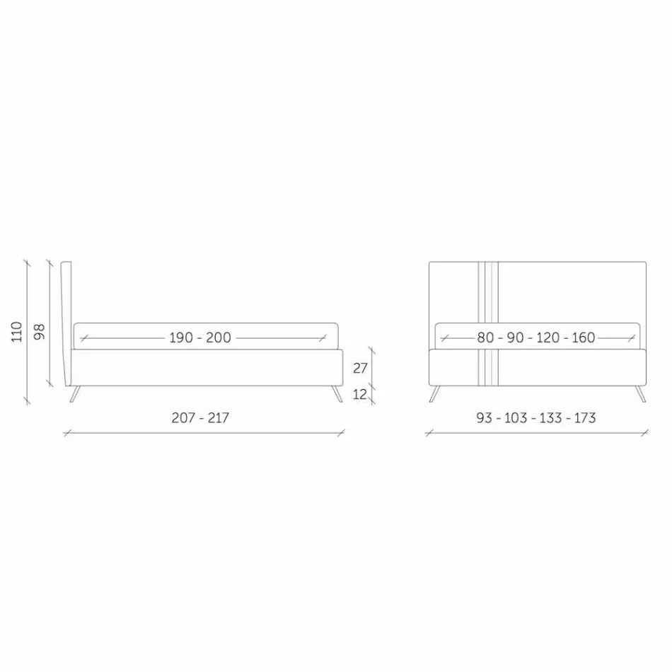 Podwójne łóżko z wyściełaną szufladą z ekoskóry Wyprodukowano we Włoszech - Paolo Viadurini