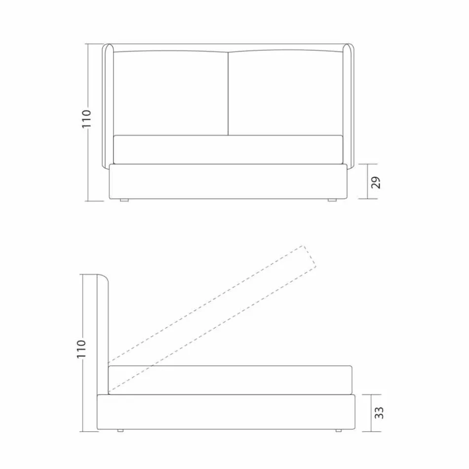Podwójne łóżko z schowkiem, nowoczesny design, Kate by Bolzan Viadurini