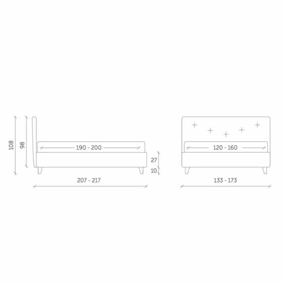 Łóżko podwójne z wyściełanym pojemnikiem Faux Leather Made in Italy - Mask Viadurini