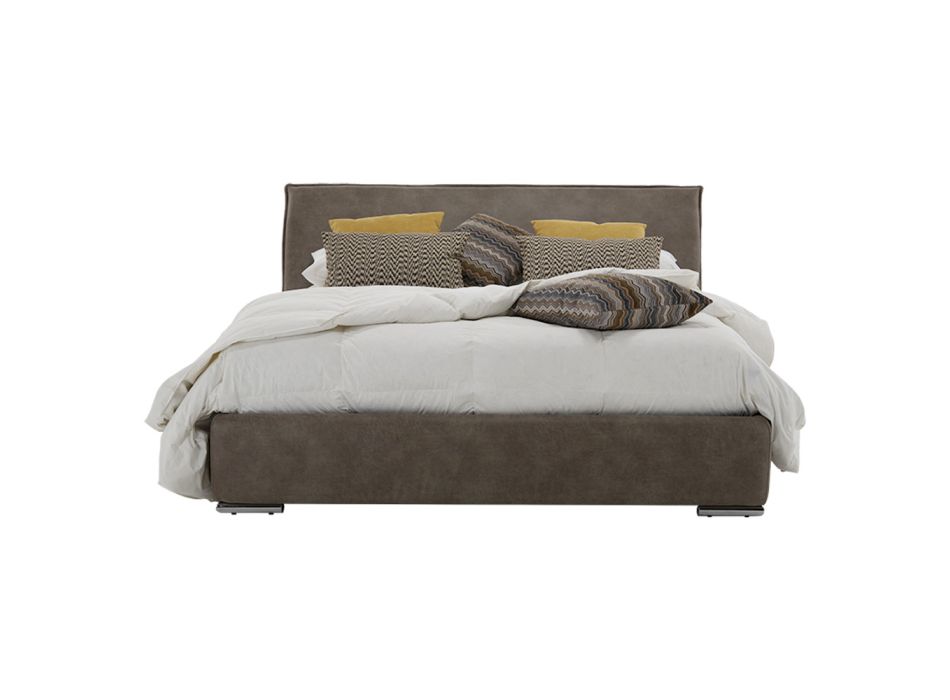 Podwójne łóżko z pojemnikiem z tkaniny lub ekoskóry Made in Italy – Doremì Viadurini