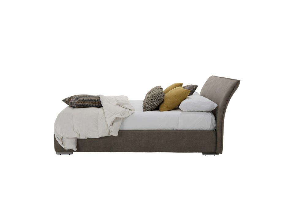 Podwójne łóżko z pojemnikiem z tkaniny lub ekoskóry Made in Italy - Doremì Viadurini