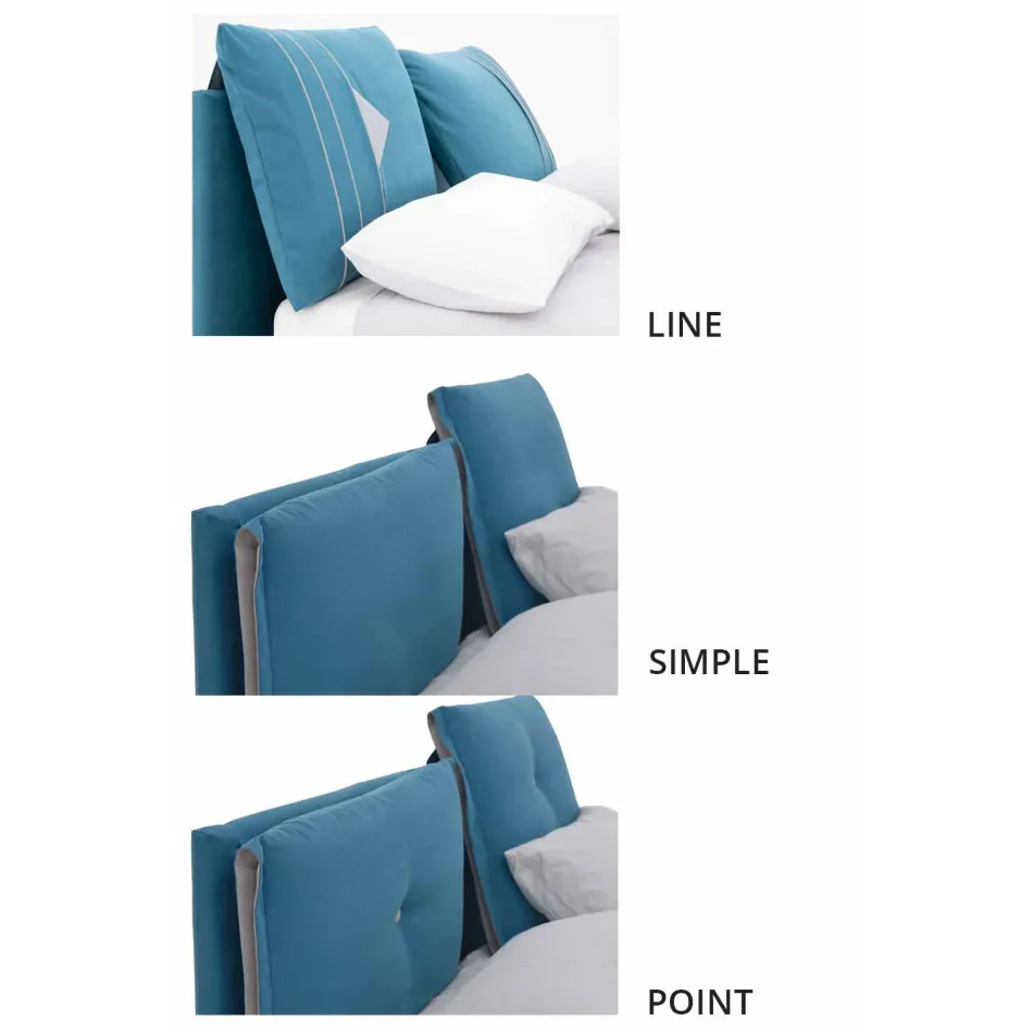 Podwójne łóżko z pojemnikiem pokrytym tkaniną Made in Italy - Renato Viadurini