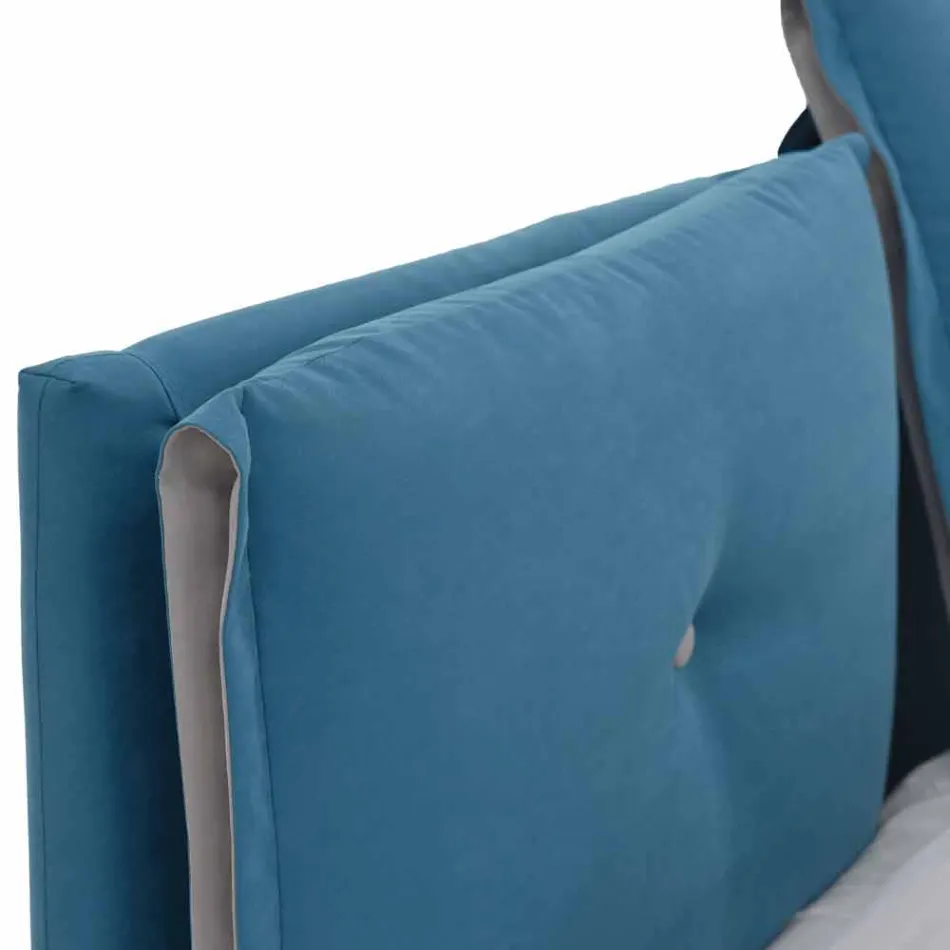 Podwójne łóżko z pojemnikiem pokrytym tkaniną Made in Italy - Renato Viadurini