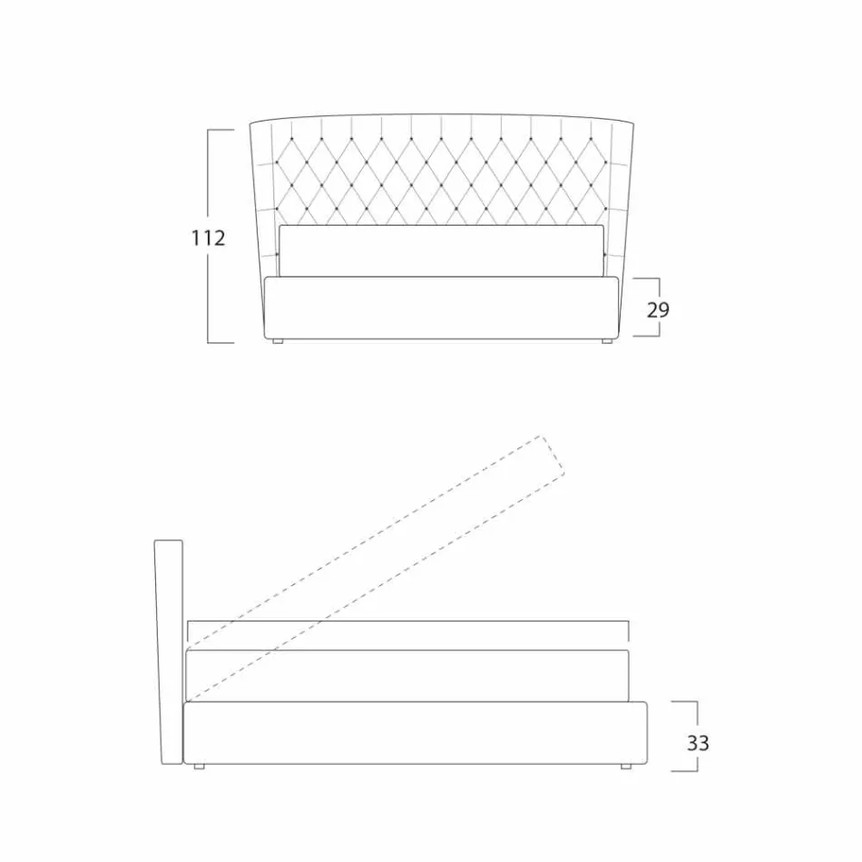 Podwójne łóżko z pojemnikiem pokryte tkaniną Selene Bolzan Viadurini