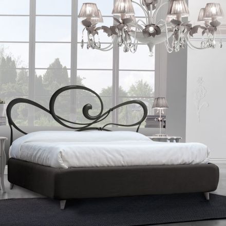 Podwójne łóżko z wyściełaną ramą łóżka Made in Italy - Shadow Viadurini