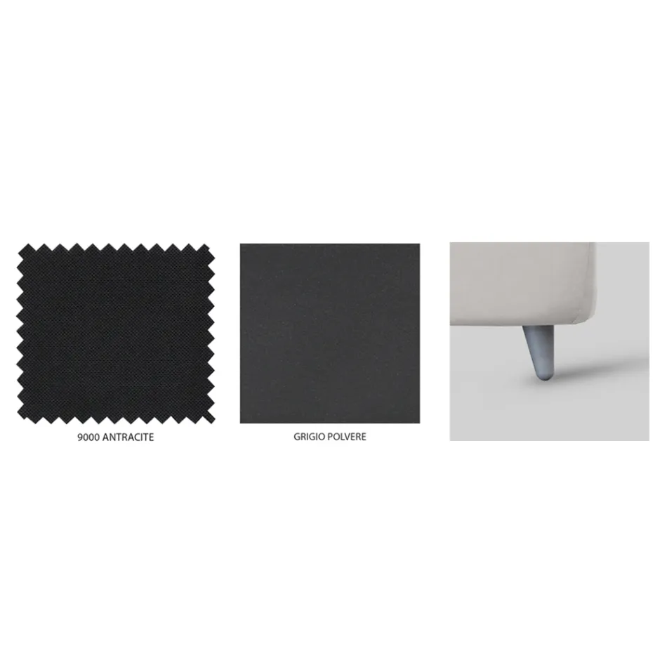 Podwójne łóżko z wyściełaną ramą łóżka Made in Italy - Shadow Viadurini