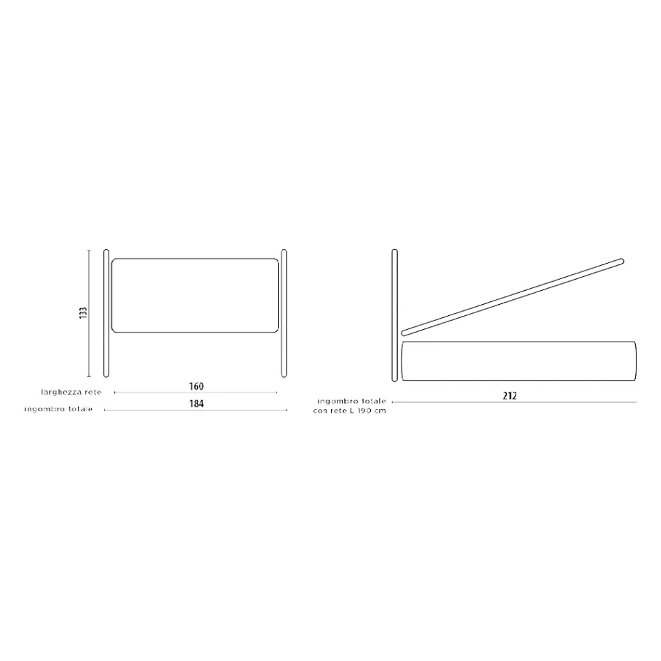 Podwójne łóżko z wyściełaną ramą łóżka Made in Italy - Shadow Viadurini