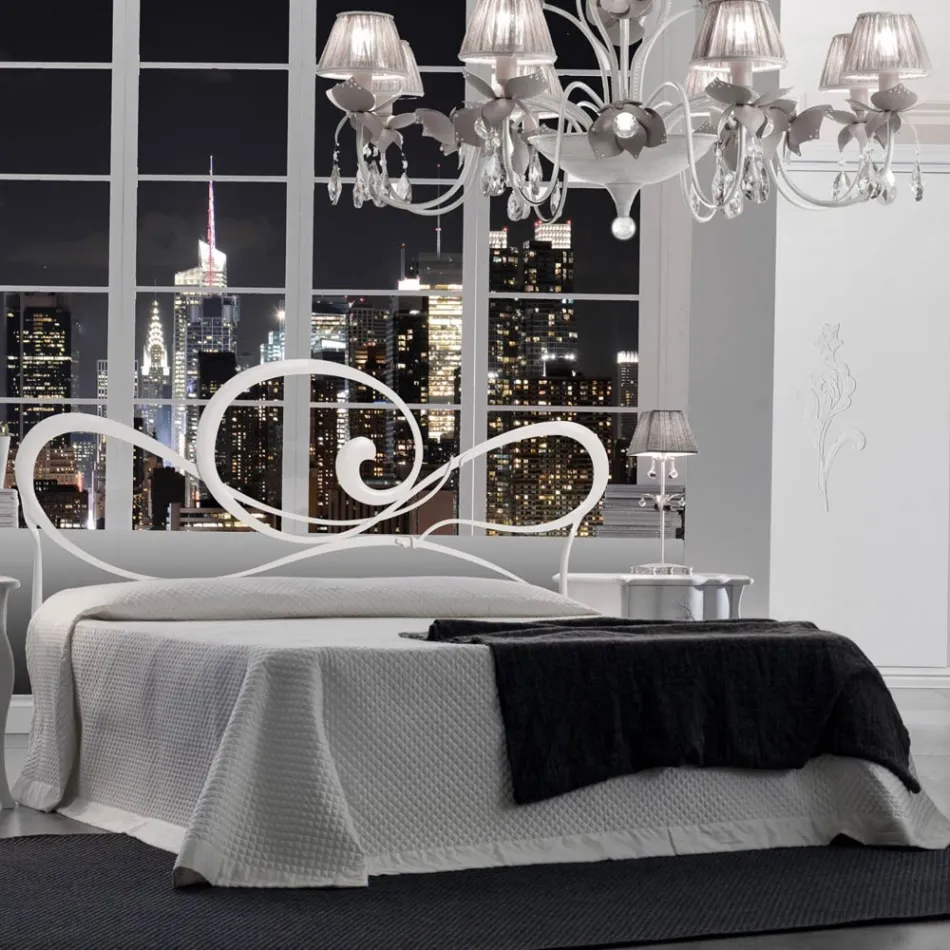 Podwójne łóżko z żelazną ramą łóżka Made in Italy - Shadow Viadurini