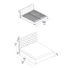 Podwójne łóżko z wyściółką capitonné i drewnianymi nóżkami - Briosco Viadurini