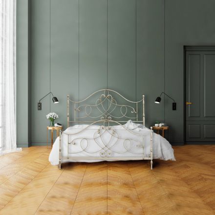 Podwójne łóżko z dopasowanym podnóżkiem w różnych wykończeniach - Rozmiar Viadurini