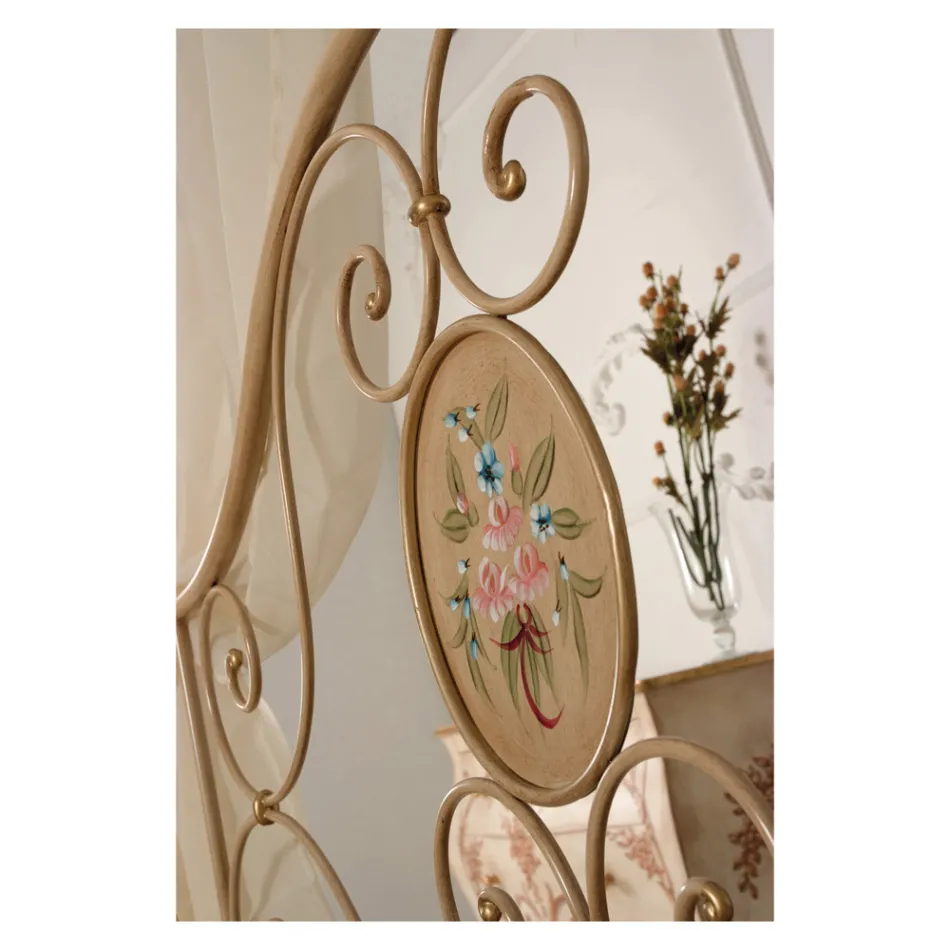 Podwójne łóżko z dopasowanym podnóżkiem z rurowych rurek Made in Italy - Chic Viadurini