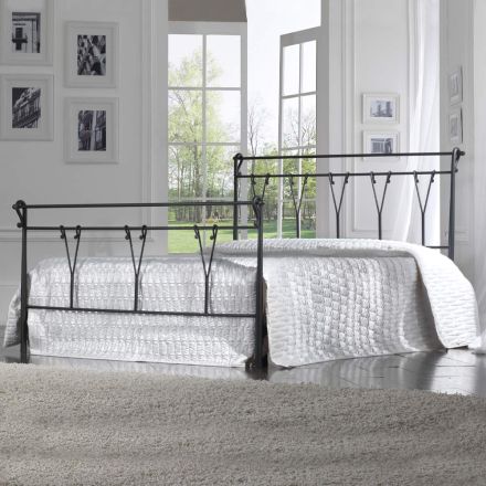 Podwójne łóżko z podnóżkiem w różnych wykończeniach Made in Italy - Finish Viadurini