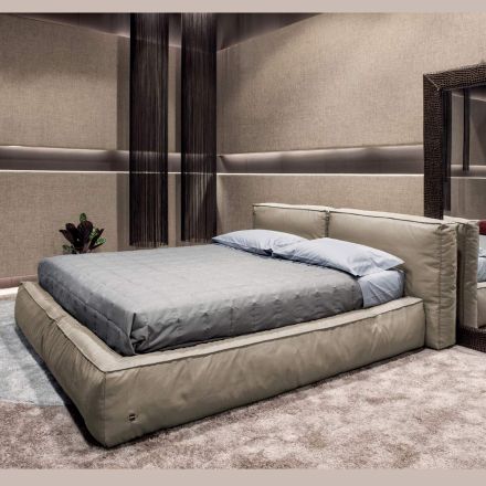 Podwójne łóżko z opcjonalną podstawą łóżka i pojemnikiem do przechowywania Made in Italy - Ribelle Viadurini