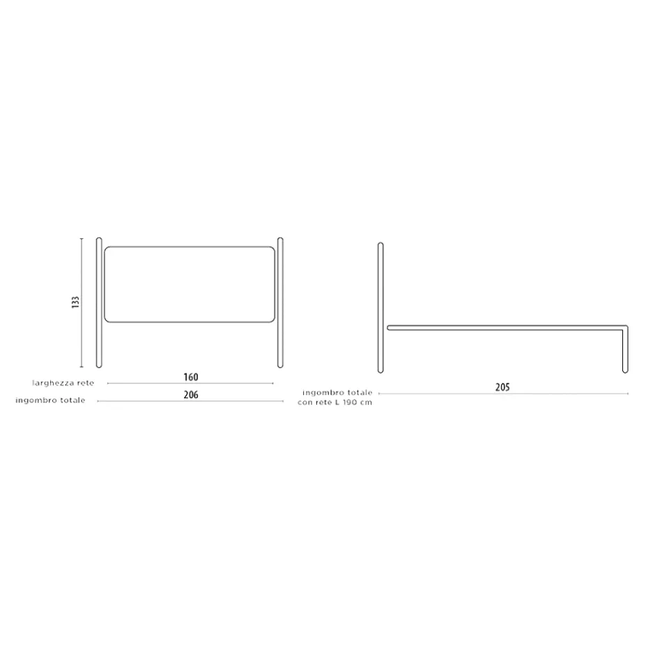 Podwójne łóżko z zagłówkiem i ramą łóżka z żelaza Wyprodukowano we Włoszech - wykończenie Viadurini