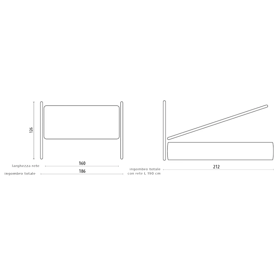 Podwójne łóżko z żelaznym zagłówkiem, 2 stolikami nocnymi i materacem - Design Viadurini