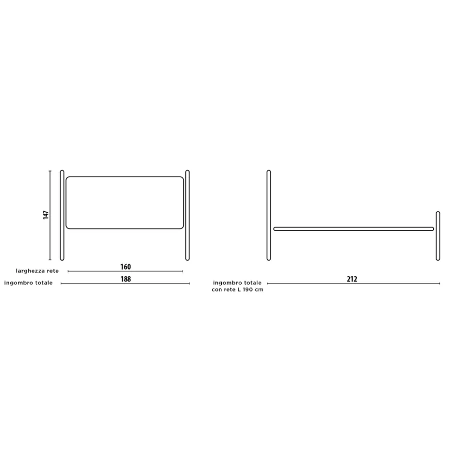 Podwójne łóżko z solidnym żelaznym zagłówkiem Wyprodukowano we Włoszech - Nebbia Viadurini