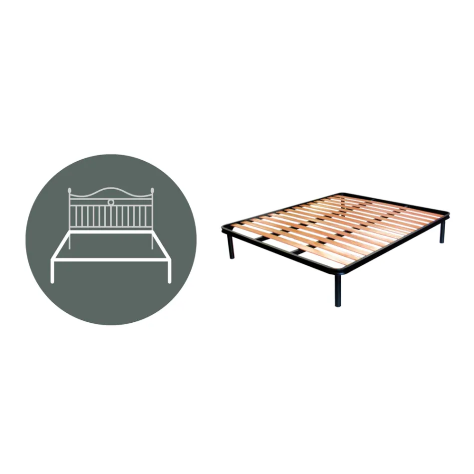 Podwójne łóżko z zagłówkiem z rurowych rurek Made in Italy - Kenzo Viadurini