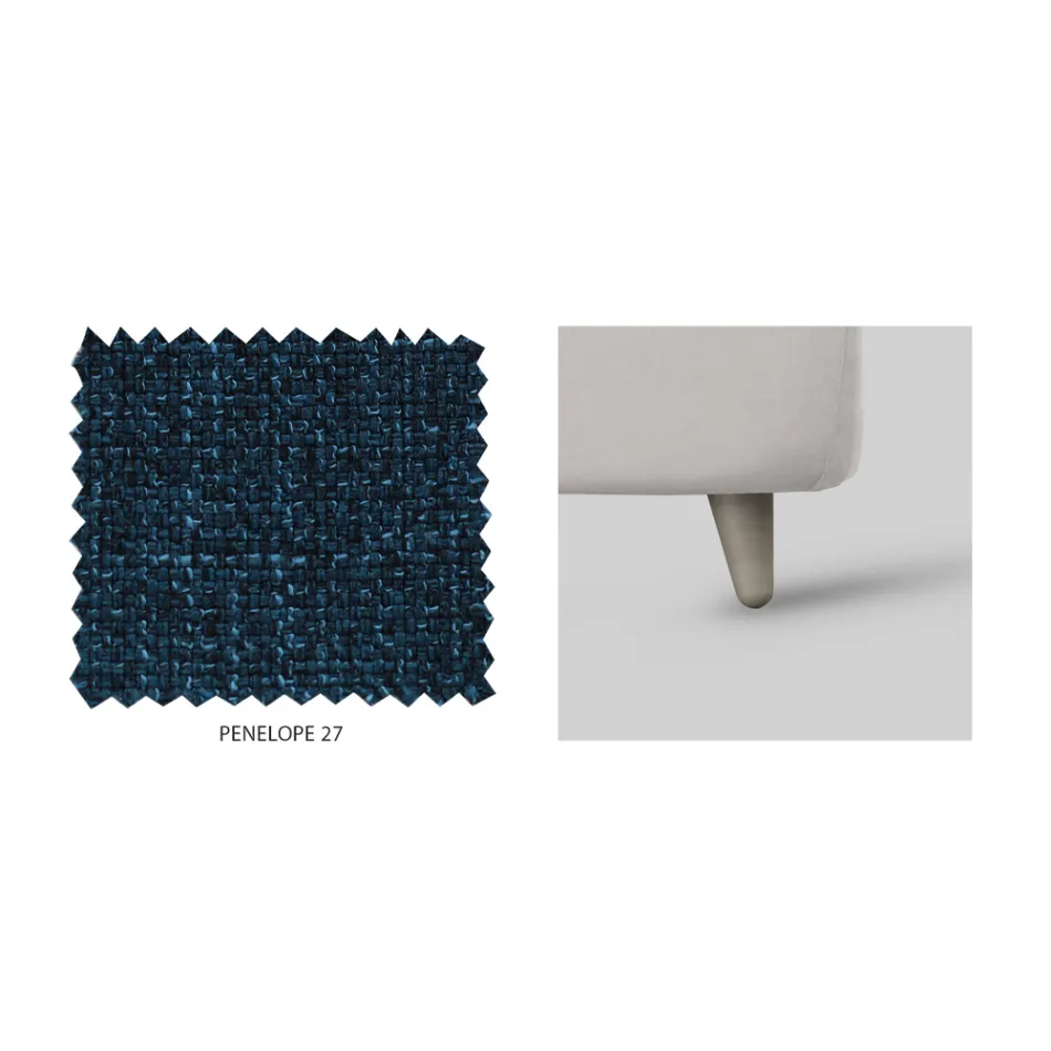 Podwójne łóżko z tapicerowanym zagłówkiem z tkaniny Made in Italy - Fulmine Viadurini