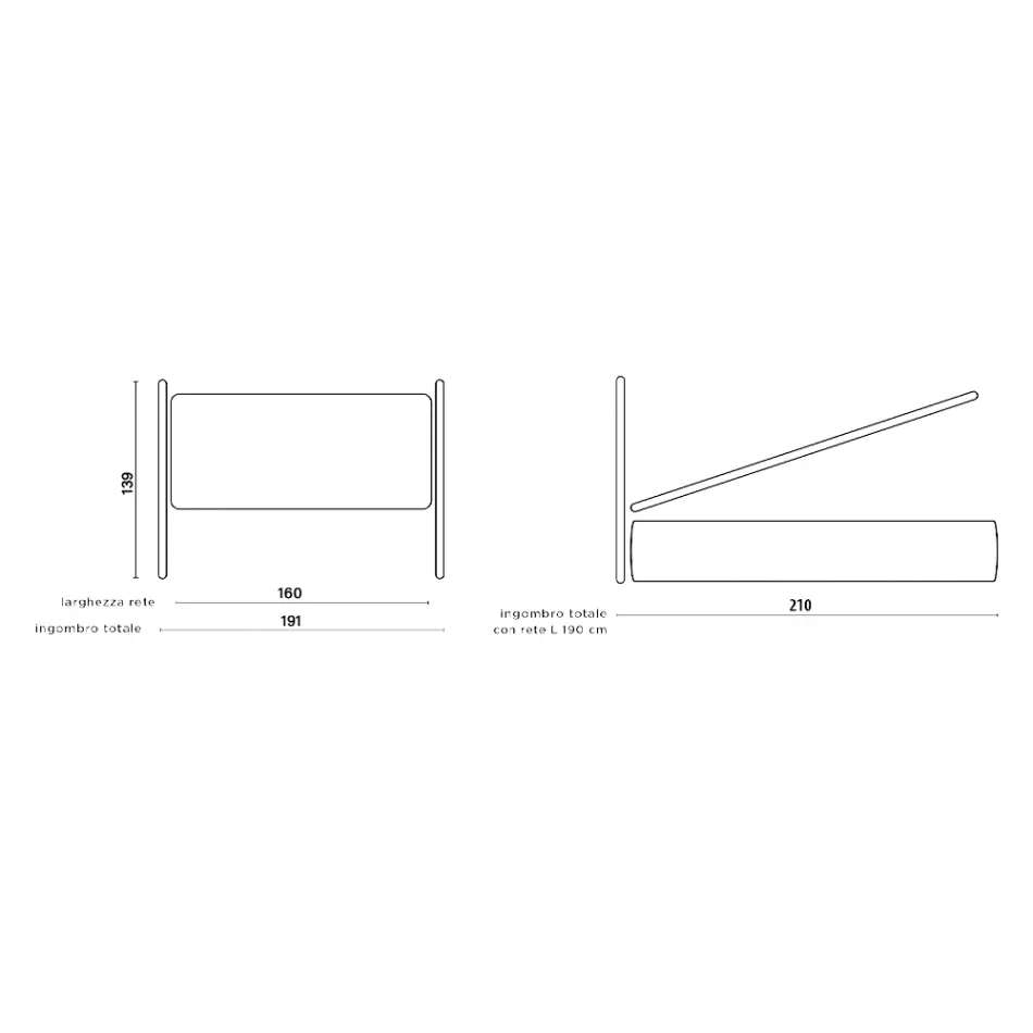 Podwójne łóżko z tapicerowanym zagłówkiem z tkaniny Made in Italy - Fulmine Viadurini