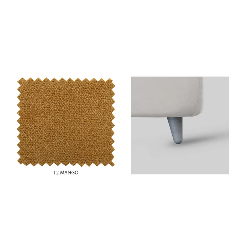 Podwójne łóżko z zagłówkiem z ekoskóry lub tkaniny Made in Italy - Buddy Viadurini