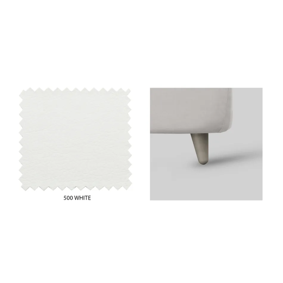 Podwójne łóżko z zagłówkiem z ekoskóry lub tkaniny Made in Italy - Buddy Viadurini