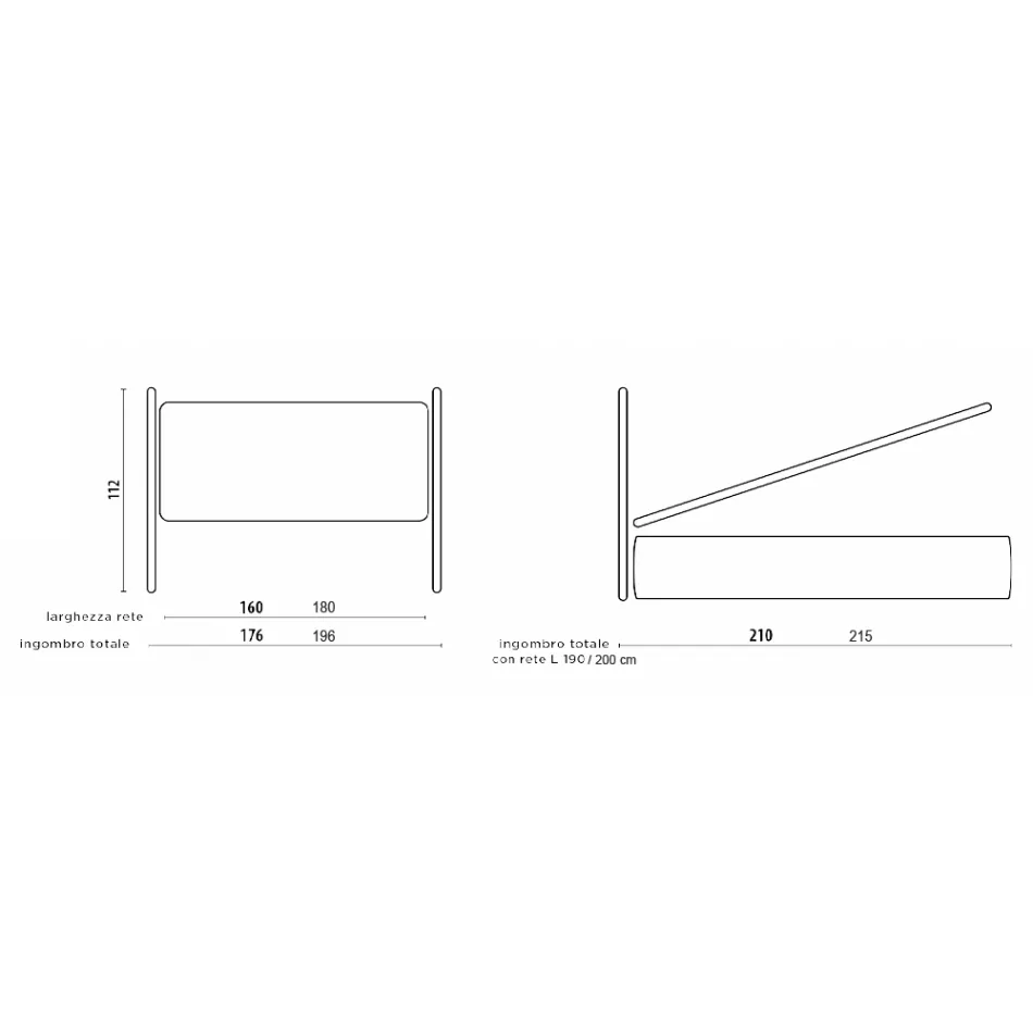Podwójne łóżko z zagłówkiem z ekoskóry lub tkaniny Made in Italy - Buddy Viadurini