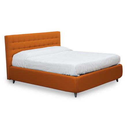 Podwójne łóżko z zagłówkiem z ekoskóry lub tkaniny Made in Italy - Buddy Viadurini