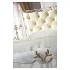 Podwójne łóżko w stylu klasycznym z żelaza i skóry Made in Italy - King Viadurini