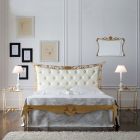 Podwójne łóżko w stylu klasycznym z żelaza i skóry Made in Italy - King Viadurini