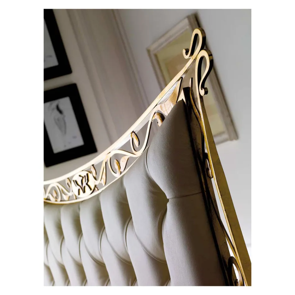 Podwójne łóżko w stylu klasycznym z żelaza i skóry Made in Italy - King Viadurini