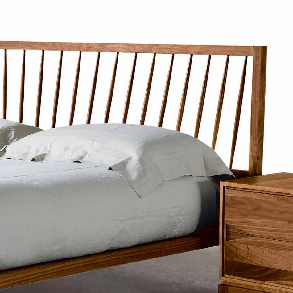 Zaprojektuj podwójne łóżko 160x200cm z solidną podstawą orzecha Alain Viadurini