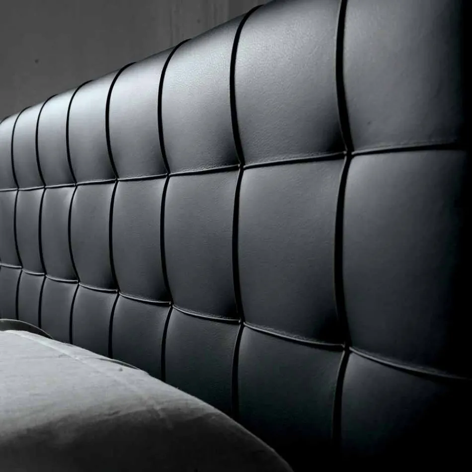 Projekt łóżko małżeńskie z wyściełanym zagłówkiem Leilo, 160x200 cm Viadurini