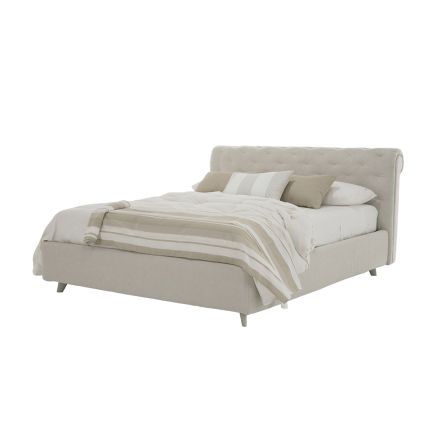 Tapicerowane łóżko podwójne ze schowkiem Made in Italy - Scarpetta Viadurini