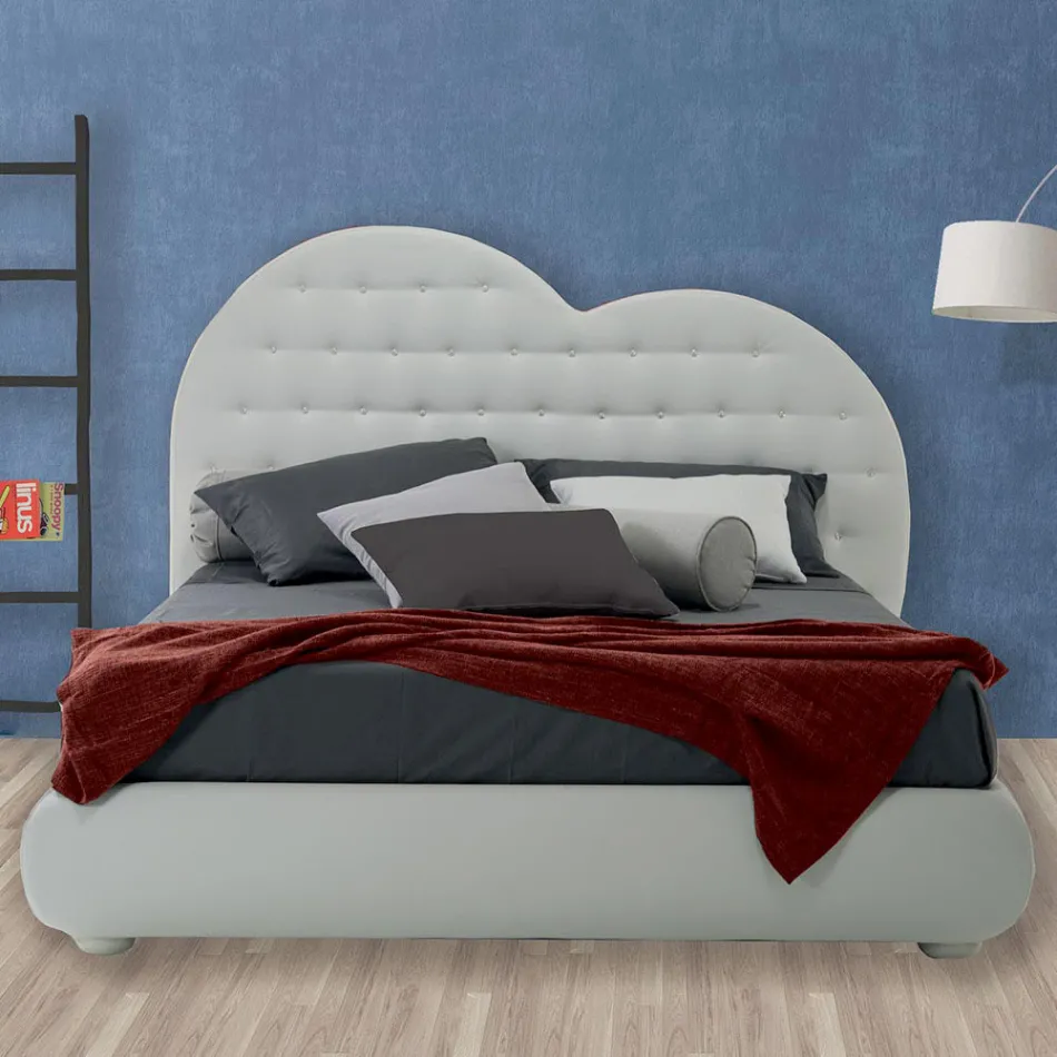 Luksusowe podwójne łóżko z pudełkiem i Swarovski Made in Italy – Little Heart Viadurini