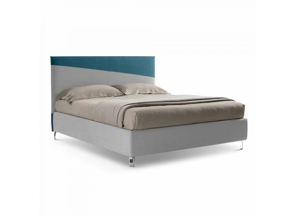 Luksusowe łóżko podwójne z pudełkiem w dwukolorowej tkaninie Made in Italy - Carmelo Viadurini