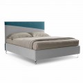Luksusowe łóżko podwójne z pudełkiem w dwukolorowej tkaninie Made in Italy - Carmelo