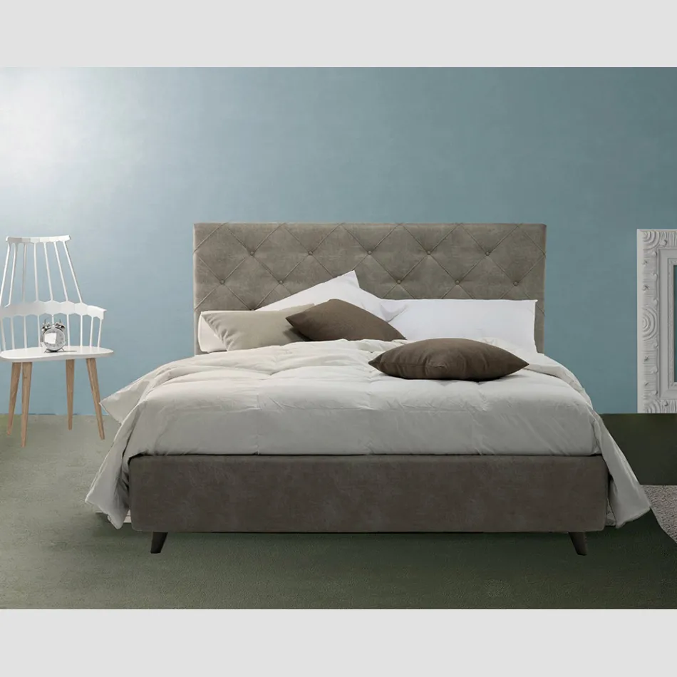 Luksusowe podwójne łóżko tapicerowane ze schowkiem Made in Italy – podarte Viadurini