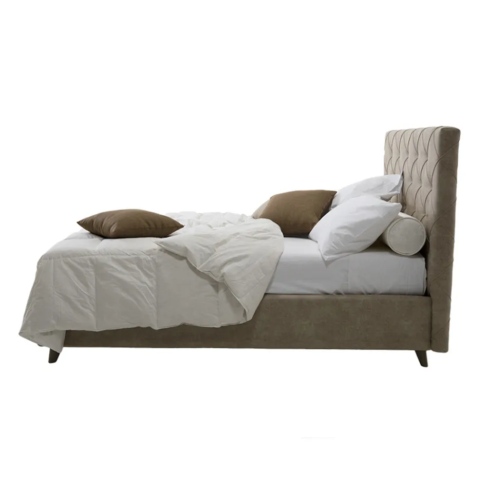 Luksusowe łóżko tapicerowane ze schowkiem Made in Italy – podarte Viadurini