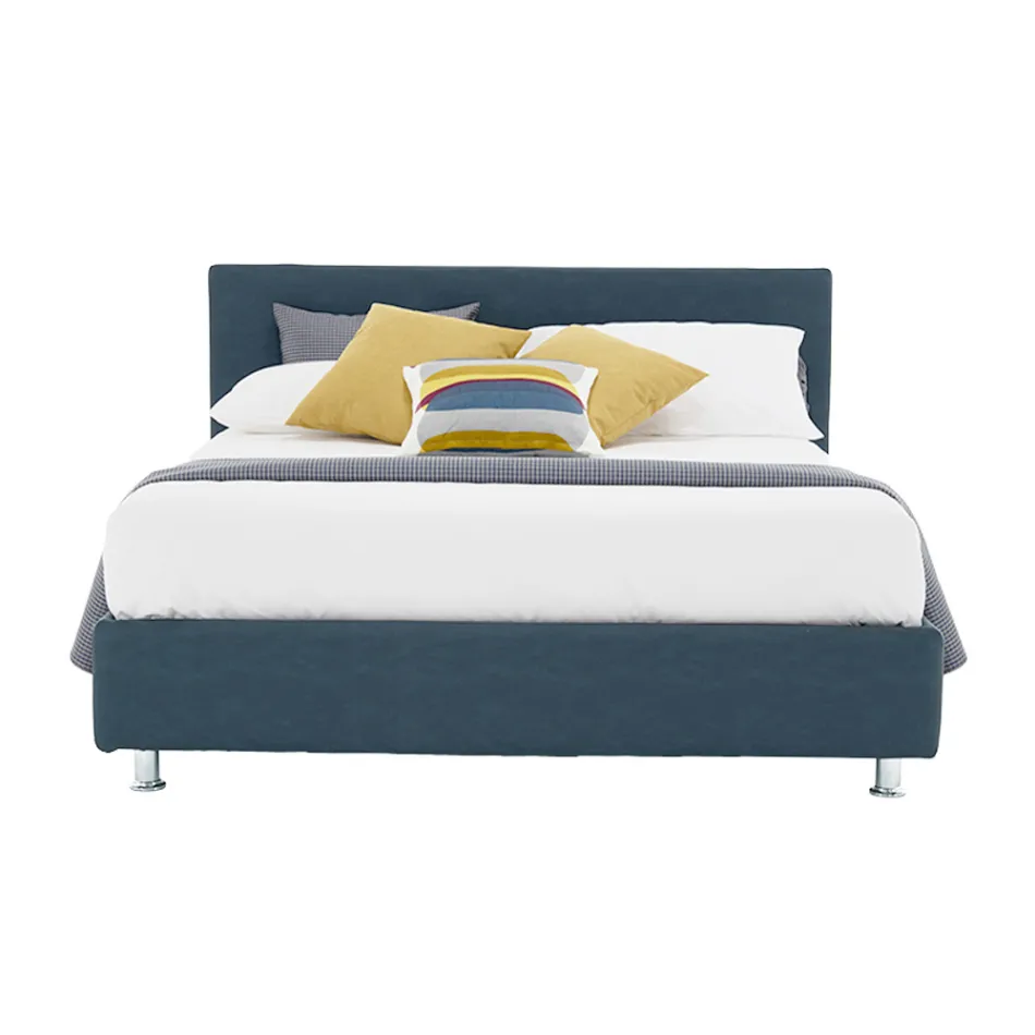 Luksusowe podwójne łóżko z ekoskóry lub tkaniny z pudełkiem Made in Italy – Nuvola Viadurini