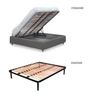 Łóżko podwójne tapicerowane z 2 stolikami nocnymi i materacem Made in Italy - Aaron Viadurini