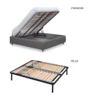 Łóżko podwójne tapicerowane z 2 stolikami nocnymi i materacem Made in Italy - Aaron Viadurini