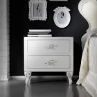 Tapicerowane łóżko podwójne z 2 stolikami nocnymi i materacem Made in Italy - Aaron Viadurini