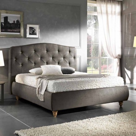 Podwójne wyściełane łóżko z pojemnikiem 160x190 / 200cm Leone Viadurini