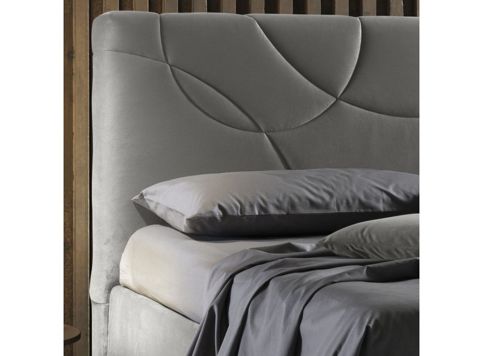 Tapicerowane podwójne łóżko ze schowkiem Made in Italy - Girasole Viadurini