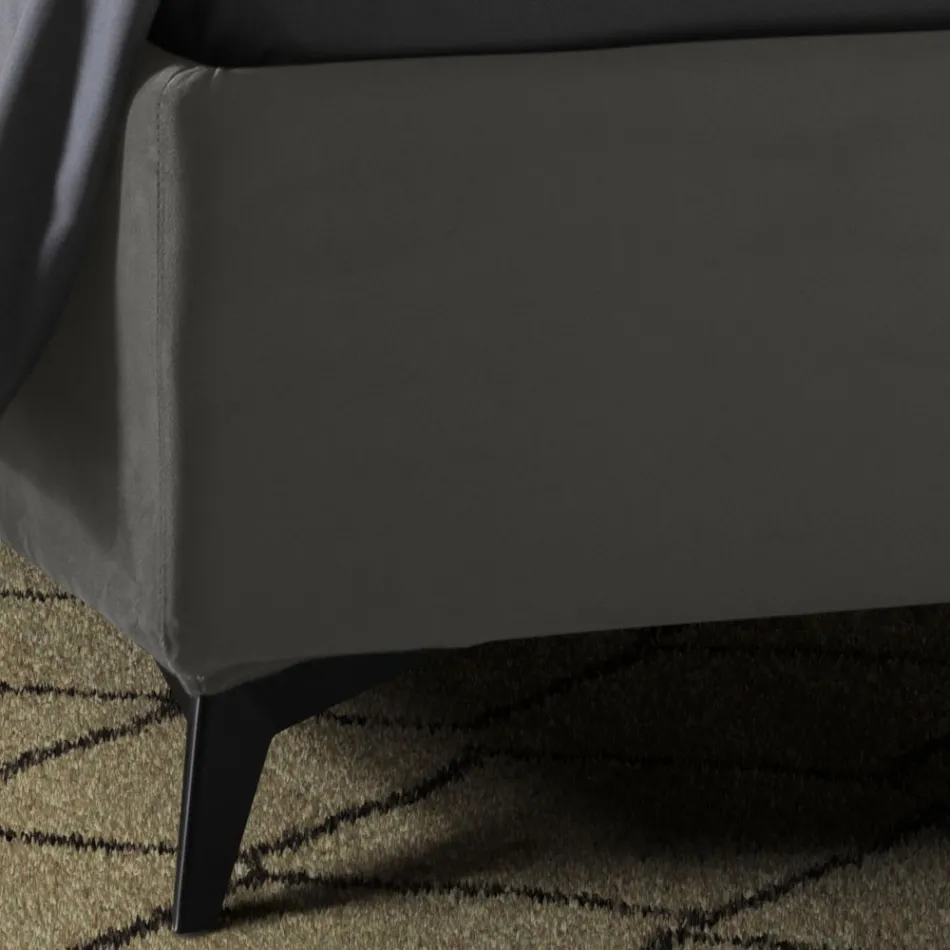 Tapicerowane podwójne łóżko ze schowkiem Made in Italy - Sunflower Viadurini