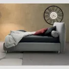 Łóżko podwójne tapicerowane z pudełkiem, tkaniną lub ekoskórą Made in Italy - Lardino Viadurini