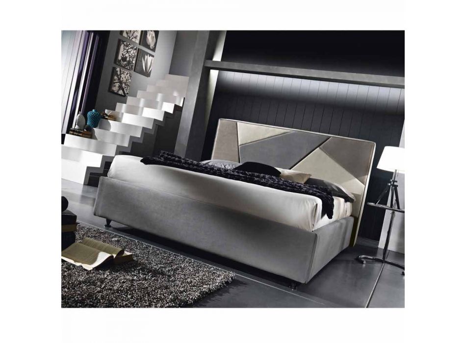 Łóżko tapicerowane dwuosobowe z podnoszonym pojemnikiem 160x190 / 200cm Mia Viadurini