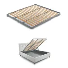 Łóżko podwójne tapicerowane ze schowkiem z tkaniny - Belle Viadurini