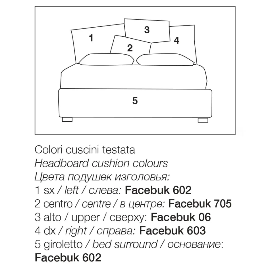 Łóżko podwójne tapicerowane ze schowkiem z tkaniny - Belle Viadurini